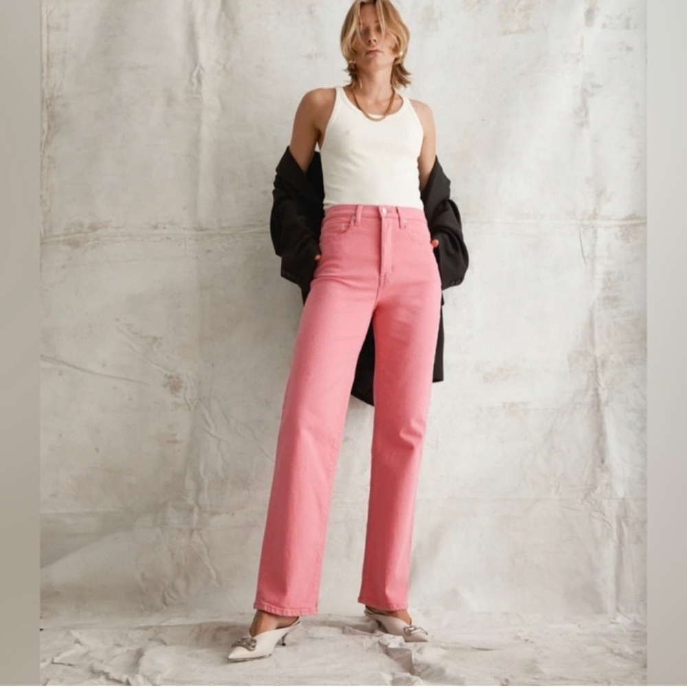 Pistola Cassie Super High Rise Straight Leg Jeans Button Fly Flamingo |Size 28|